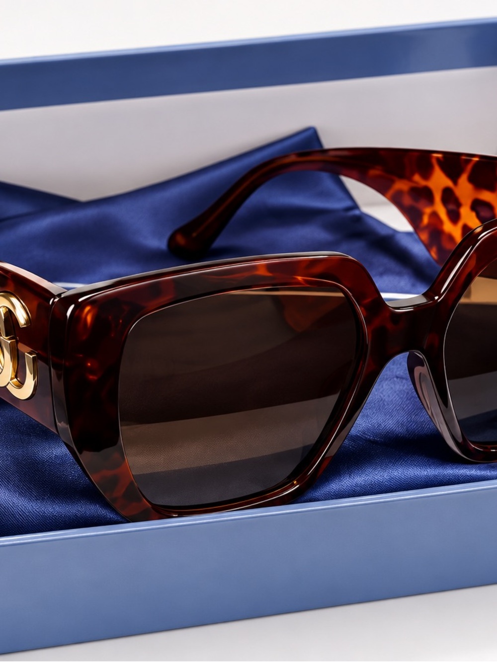 Gucci Tortoiseshell Square Sunglasses with Brown Gradient Lenses